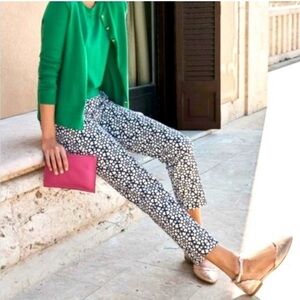 Boden Richmond Cropped Navy White Heart Print Trouser with Pockets 14 Regular